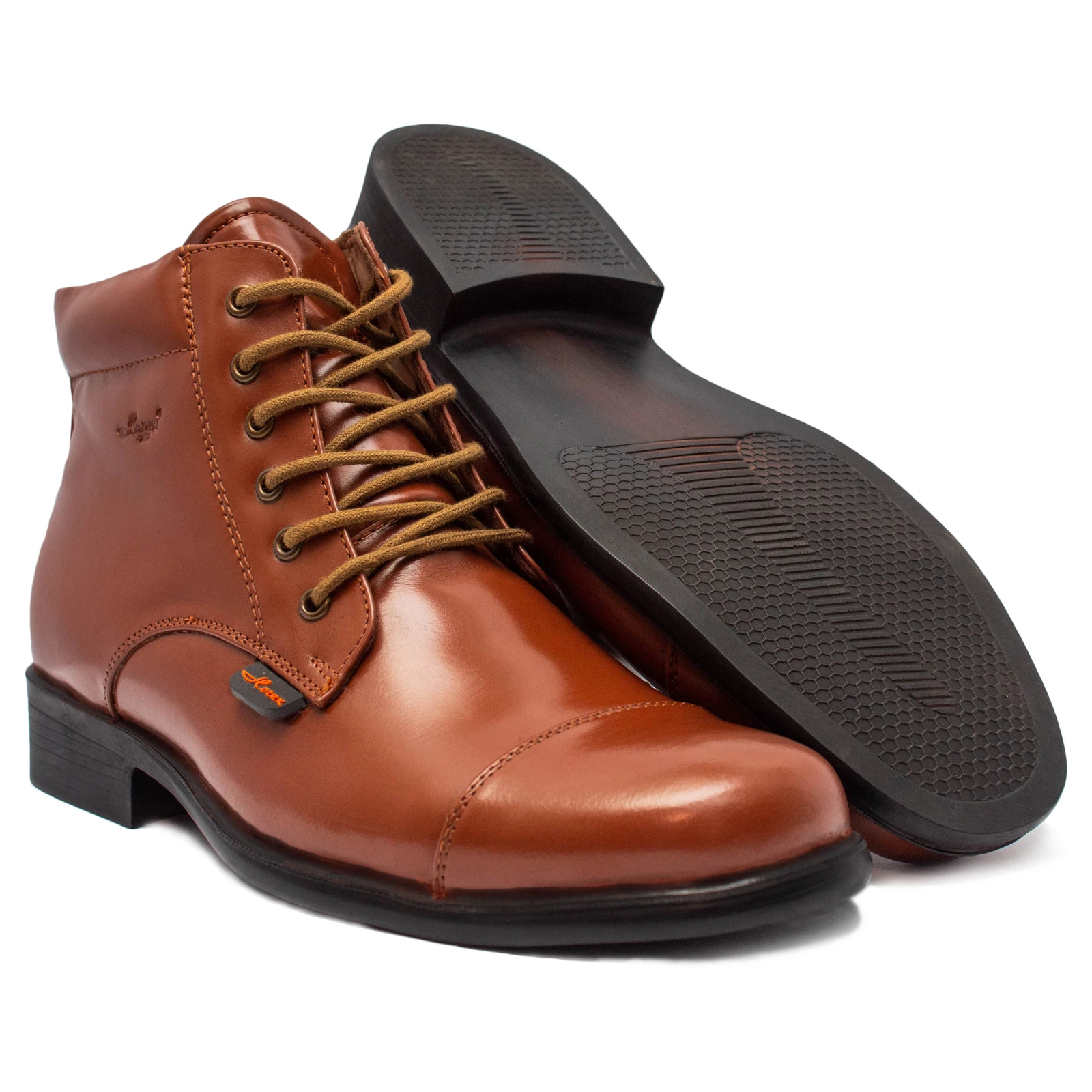 Premium Cognac Leather Ankle Boots - Elegant Men's Dress Shoes