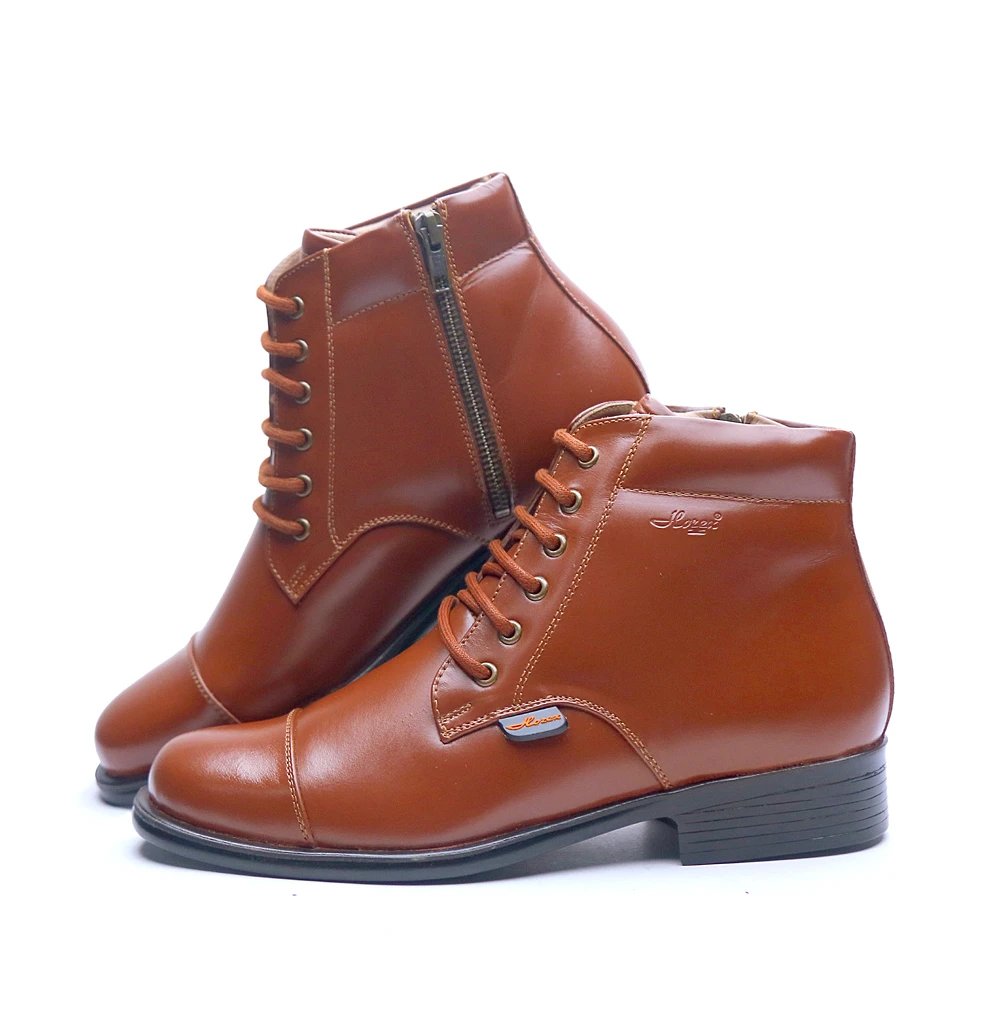 Classic Cognac Leather Ankle Boots - Men's Formal Lace-Up Dress Boots