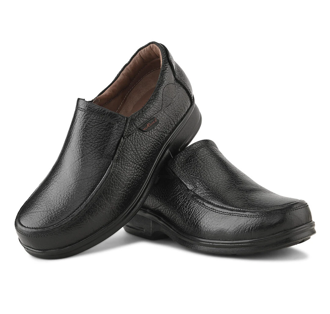 Men's Comfort Black Leather Slip-On Business Shoes - Leather slip-on shoes