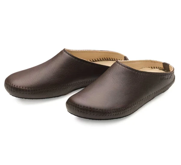 Classic Leather Comfort Slip-On Clogs - Soft Brown Indoor/Outdoor Mules - Leather comfort clogs
